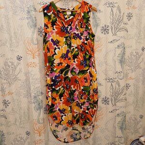 Cupio Women’s Hi-Lo Floral Print V-Neck Sleeveless Dress XL